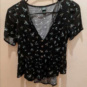 Wild Fable floral blouse in black